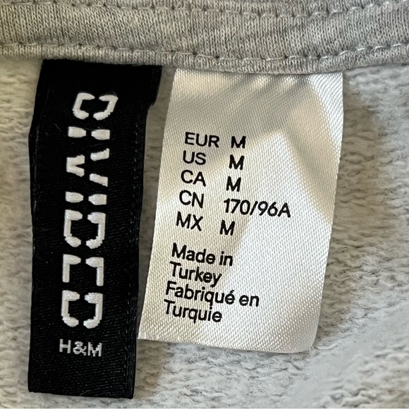 DIVIDED by H & M Cropped Embroidered Hoodie With Raw Hem Oversized M EUC - Picture 9 of 11